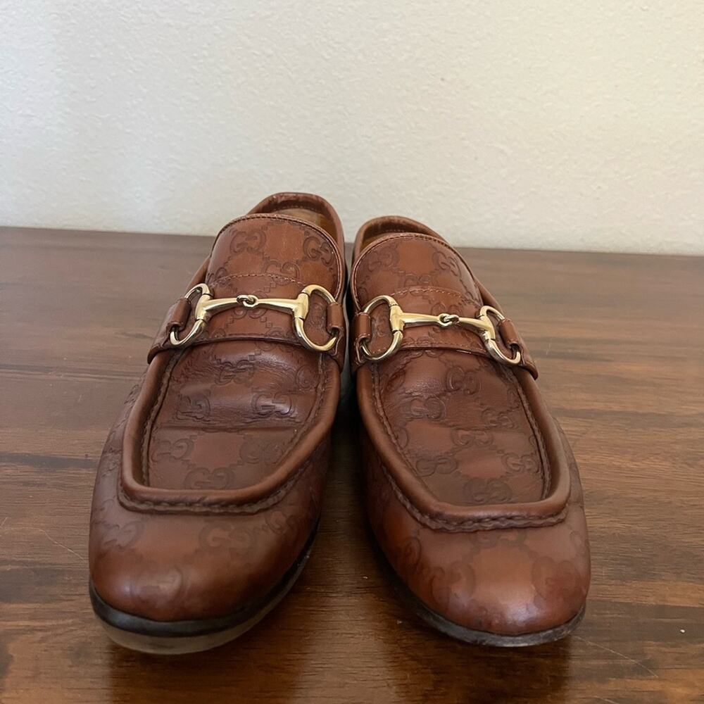 Gucci Brown Horse-bit loafer Signature Guccisima brown embossed GG leather - Picture 2 of 16